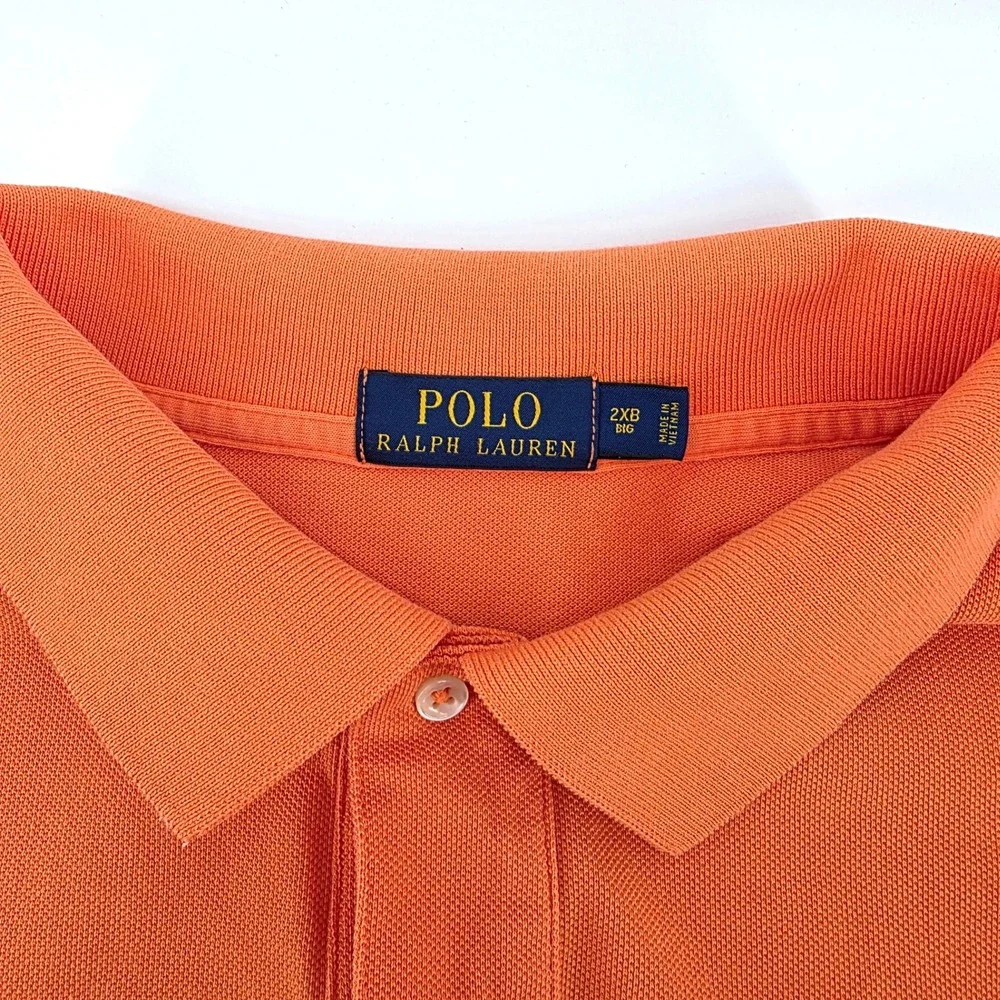 Polo Ralph Lauren Polo Shirt Mens 2XB Heritage Pique Big & Tall Orange Casual